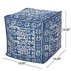 Christopher Knight Home Pouf, Blue + White -Safavieh Furniture 5174PBnt4YL