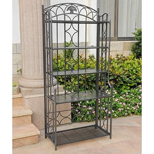 International Caravan 5-Tier Iron Indoor/Outdoor Bakers Rack, Pewter 3 International Caravan 5-Tier Iron Indoor/Outdoor Bakers Rack, Pewter - Image 3