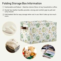 White Pumpkins Autumn Leaves Toy Basket Canvas Collapsible Box Chest Organizer For Edroom Closet Kid's Toys Laundry 2 Pieces -Safavieh Furniture 517GnEH5YvL