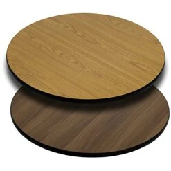EMMA + OLIVER 42" Round Natural/Walnut Reversible Laminate Table Top