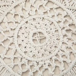 SIMPLIHOME Coates Round Macrame Pouf, Footstool, Upholstered In Natural Woven Cotton, For The Living Room, Bedroom And Kids Room, Boho, , -Safavieh Furniture 517UMsE79PL