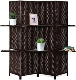 Room Divider Room Screen Divider Wooden Screen Folding Portable Partition Screen Wood With Removable Storage Shelves Colour Brown ,4 Panel/6 Panel (4 Panel) -Safavieh Furniture 517ZpEdVM L. AC