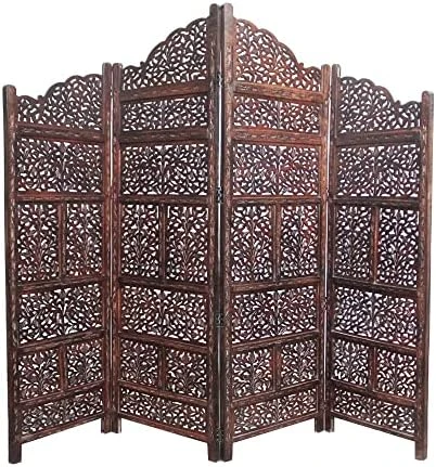 Oom Divider Wood Screen - Ghanti Bells Antique Brown - 4 Panel Folding 72 X 80 - Assembled Hand Carved Decorative Functional Versatile Portable Partition Reversible Privacy Boho - COTTON CRAFT 14 Oom Divider Wood Screen - Ghanti Bells Antique Brown - 4 Panel Folding 72 X 80 - Assembled Hand Carved Decorative Functional Versatile Portable Partition Reversible Privacy Boho - COTTON CRAFT - Image 14