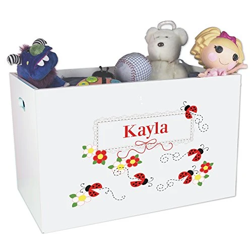 Personalized Ladybugs Childrens Nursery White Open Toy Box 1 Personalized Ladybugs Childrens Nursery White Open Toy Box
