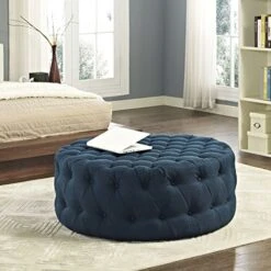 Modway Amour Fabric Upholstered Button-Tufted Round Ottoman In Azure -Safavieh Furniture 517xIXCPGjL