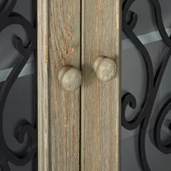 Signature Design By Ashley Mirimyn Vintage 65" 4-Door Accent Cabinet With Clear Glass Inlay And 2 Adjustable Shelves, Gray -Safavieh Furniture 517xJcXcgNL