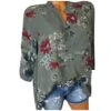 Mimacoo Floral Print Shirt For Womens Short Sleeve Blouse V Neck Buttons Tops Buttons Loose Casual Tee
