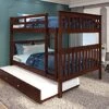 PD-123-3CP-503 Full Over Full Mission Bunk Bed With Twin Trundle - Cappuccino