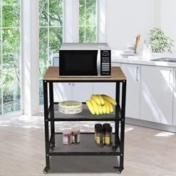 Kitchen Microwave Cart On Wheels, Wire Rolling Cart With 4 Chrome Hooks, 3 Tier Bakers Rack With Wood Table, Slides Out Shelves (24" W X 18" D X 33.5" H, Chrome/Wood) 20 Kitchen Microwave Cart On Wheels, Wire Rolling Cart With 4 Chrome Hooks, 3 Tier Bakers Rack With Wood Table, Slides Out Shelves (24" W X 18" D X 33.5" H, Chrome/Wood) -Safavieh Furniture 518Az8J2eBL. AC