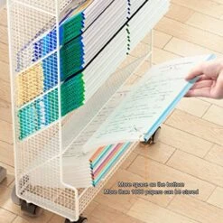 Pssopp Kids Sling Bookshelf, 6 Tier Large Capacity Rust Prevention Bookshelf With Wheels For Students -Safavieh Furniture 518FpyNXdzL