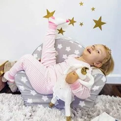 Delsit Toddler Chair & Kids Armchair - European Made Kid Sized Frameless Foam Chair With Removable Cover - Perfect Reading Chairs For Toddlers - Lightweight Playroom Decor (Gray With Stars) -Safavieh Furniture 518d63y1kTL