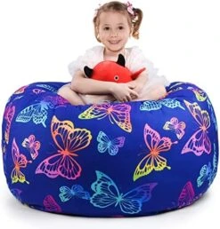 KABOER Bean Bag Cover For Kids,200L Stuffed Animal Storage Bean Bag Chair Cover |Stuffable Zipper Beanbag For Organizing Children Soft Plush Toys (32x29inch) -Safavieh Furniture 518mjNcL0VL. AC