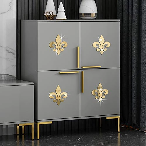 Funlife 16PCS Fleur De Lis Pattern Hollow Self Adhesive Wall Mirror Stickers, Non Glass Small Acrylic Mirror For Home Cabinet Wall Decor 3.94" X 3.94" Gold 1 Funlife 16PCS Fleur De Lis Pattern Hollow Self Adhesive Wall Mirror Stickers, Non Glass Small Acrylic Mirror For Home Cabinet Wall Decor 3.94" X 3.94" Gold