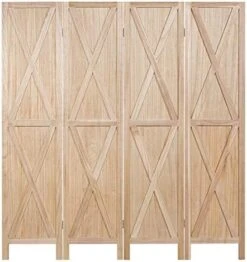 4 Panel Wood Farmhouse Room Dividers, 5.6 Ft Tall Freestanding Decorative Partition Wall Room Divider Screen, Folding Privacy Screen For Home Bedroom -Safavieh Furniture 518xpHQoehL. AC