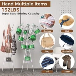 MULSH Standing Coat Rack Hat Hanger Coat Rack Hooks Coat Rack Hall Tree Entryway Standing Hat Jacket Coat Hanger Rack In White,17.72" W X 17.72" D X 73.46" H -Safavieh Furniture 518yu66fZ8L