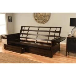 Kodiak Furniture Phoenix Queen Espresso Wood Storage Futon-Charcoal Mattress -Safavieh Furniture 5191KNsiidL