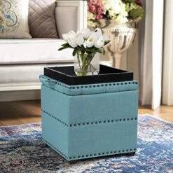 Edeco Modern Nailhead Storage Ottoman With Tray Top Square Script Ottoman Space-Saving Coffee Table, Grey 11 Edeco Modern Nailhead Storage Ottoman With Tray Top Square Script Ottoman Space-Saving Coffee Table, Grey -Safavieh Furniture 5192VPptL. AC