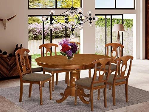 EAST WEST FURNITURE 7 Pc Dining Room Set-and Oval Dining Table With Leaf And 6 Dining Chairs 1 EAST WEST FURNITURE 7 Pc Dining Room Set-and Oval Dining Table With Leaf And 6 Dining Chairs