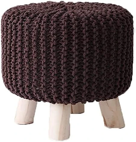 ALDEPO Shoe Cabinet Round Footstool Stool Small Footstool With Legs Upholstered Footstool With Removable Linen Cover - Handmade Wool Knitted Stool (Color : Red) 7 ALDEPO Shoe Cabinet Round Footstool Stool Small Footstool With Legs Upholstered Footstool With Removable Linen Cover - Handmade Wool Knitted Stool (Color : Red) - Image 7