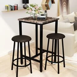 DKLGG 3-Piece Bar Table Set, 24" Square Counter Height Pub Table Dining Table Set With PU Leather Stools, Small Kitchen Table Bar Table And Chairs Set For Living Room, Kitchen, Small Space -Safavieh Furniture 519PJ5gvkVL
