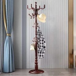 Birch Coat Rack Freestanding, Wooden Tree Coat Rack With 14 Hooks, Pure Natural Solid Tree Coat Hanger With Stable Disc Base, Adjustable Floor Hanger For Hat, Bedroom Living Room Office(Mahogany)… -Safavieh Furniture 519UwONp5WL. AC