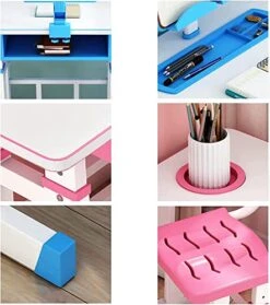 OLOTU Height Adjustable Kids Desk And Chair Set, Writing Table With Tilt Desktop & LED Light & Storage Drawer, Study Desk For Boys Girls -Safavieh Furniture 519VRuQrRGL