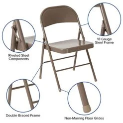 Flash Furniture HERCULES Series Double Braced Beige Metal Folding Chair -Safavieh Furniture 519cB1h1nIL