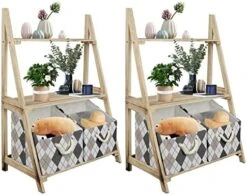 Babion White Ladder Shelf, 3 Tier Ladder Bookshelf With 2 Baskets，Wood Rustic Ladder Bookshelf, Freestanding Storage Organizer Rack, Indoor Plant Stand, Ladder Shelves For Home, 2PCS,White -Safavieh Furniture 519loEbUjWL. AC