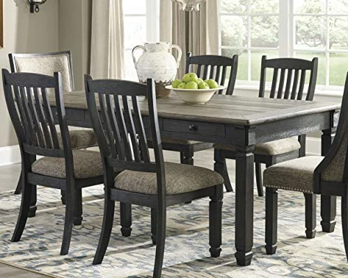 Signature Design By Ashley Tyler Creek Farmhouse Dining Table With Drawers, Seats Up To 6, Almost Black & Tyler Creek Modern Farmhouse Upholstered Dining Room Bench, Antique Black Finish 2 Signature Design By Ashley Tyler Creek Farmhouse Dining Table With Drawers, Seats Up To 6, Almost Black & Tyler Creek Modern Farmhouse Upholstered Dining Room Bench, Antique Black Finish - Image 2