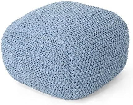 Christopher Knight Home Joyce Knitted Cotton Square Pouf, Dark Grey 10 Christopher Knight Home Joyce Knitted Cotton Square Pouf, Dark Grey - Image 10
