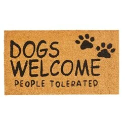 Juvale Dog Coir Doormat, Dogs Welcome People Tolerated, Natural Outdoor, Indoor Door Mat For Porch (30 X 17 In)