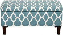 HomePop Large Upholstered Rectangular Storage Ottoman Bench With Hinged Lid, Slate Damask -Safavieh Furniture 51A 8ja7YVL. AC