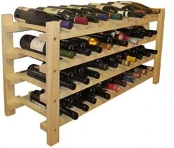 DisplayGifts Wine Rack Stackable Storage Stand, Solid Wood Display Shelves (80 Bottle Capacity) WN40-Q2 -Safavieh Furniture 51A2x3NIxNL. AC