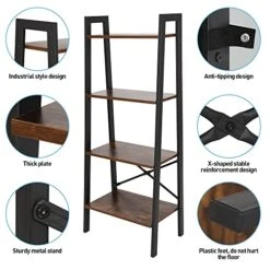 ZenStyle 4 Tier Bookshelf Rustic Ladder Shelf Storage Rack Wall Shelves Corner Bookcase Shelving Home Decor Plant Flower Stand With Metal Frame & Wood Leaning For Living Room,Bathroom,Kitchen,Office 9 ZenStyle 4 Tier Bookshelf Rustic Ladder Shelf Storage Rack Wall Shelves Corner Bookcase Shelving Home Decor Plant Flower Stand With Metal Frame & Wood Leaning For Living Room,Bathroom,Kitchen,Office -Safavieh Furniture 51A5Zd7BwbL 2