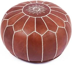 Marrakesh Gallery Genuine Leather Pouf Unstuffed - Moroccan Ottoman Footstool, Footrest Cover - Boho Decor - Bohemian Living Room, Bedroom, Kids Room, Gift & Wedding (Dark Brown) -Safavieh Furniture 51AKQjPXxpL. AC