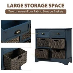 Storage Chest Retro Style Storage Cabinet Storage Unit With 2 Wood Drawers And 4 Wicker Baskets For Home Kitchen Entryway Living Room (Antique Navy) 11 Storage Chest Retro Style Storage Cabinet Storage Unit With 2 Wood Drawers And 4 Wicker Baskets For Home Kitchen Entryway Living Room (Antique Navy) -Safavieh Furniture 51ARHWVAxtL