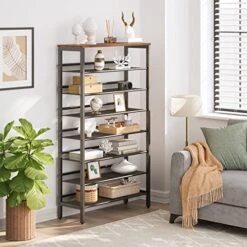 HOOBRO 8-Tier Shoe Rack, Large Capacity Shoe Shelf, Stable And Sturdy, Shoe Storage Organizer With Flat & Slant Adjustable Metal Shelves, For 21-28 Pairs Of Shoes, Space Saver, Sturdy BF18XJ01 -Safavieh Furniture 51Af0e2yiRL