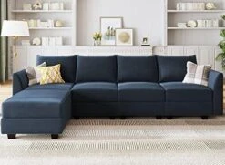 HONBAY Modular Sectional Sofa Convertible U Shaped Couch With Reversible Chaise Velvet Modular Sofa Sectional Couch With Storage Ottoman, Grey -Safavieh Furniture 51Agw2tTvUL. AC