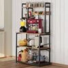 Ciecie Bakers Rack With 3 Power Outlets, 30 Inch For Microwave Stand Kitchens With Storage, Heavy Duty Kitchen Shelves With Plugs, Microwave Oven Stand, Kitchen Rack, Kitchen Stand, Coffee Stand Bar