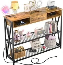 Armocity Console Table With Outlets, Entryway Table For Entry, 47 Inch Sofa Table With Drawers, Long Hallway Table, Industrial Behind Couch Table For Entryway, Sofa Couch, Entrance, Hallway, White -Safavieh Furniture 51At3HiGbVL. AC
