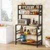 Tribesigns Kitchen Bakers Rack With Storage And Hutch, 5-Tier Kitchen Microwave Cart Stand Rack, Free Standing Industrial Kitchen Utility Storage Shelf (Rustic Brown)