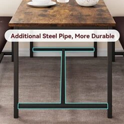 Amyove Dining Table Set For 4, Kitchen Table With 2 Benches, 3 Piece Dining Room Table Set With Upholstered Benches, Space-Saving Kitchen Table Set For Small Space, Apartment, Studio, Rustic Brown -Safavieh Furniture 51AzGf4ZhsL