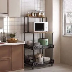 Avwmur Four Layer Kitchen Baker Rack, Vertical Microwave Oven Rack, Kitchen Storage Rack With Wheels, Suitable For Kitchens And Restaurants -Safavieh Furniture 51B47mnTyxL