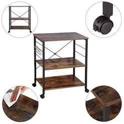 Simperfor Kitchen Baker's Rack - Microwave Oven Stand Storage - Coffee Station /Kitchen Shelf With Wire Basket Utility Storage Shelf For Spices, Pots, And Pans / 3-Tier -Safavieh Furniture 51BBvESb2NS