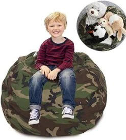 CALA Stuffed Animal Storage Bean Bag Chair-Cover Only- Extra Large 38" Kids Soft Toy Storage - 100% Cotton Canvas Bean Bag Chair(Camouflage) -Safavieh Furniture 51BDQBo5GkL. AC