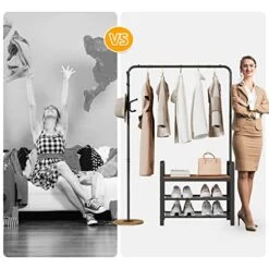 3-in-1 Design Coat Rack Shoe Bench, Clothing Racks For Hanging Clothes, Hall Tree Entryway Bench With Storage, Wood Look Accent Furniture With Metal Frame, Multifunctional Hallway Organizer -Safavieh Furniture 51BDyCnFhfL