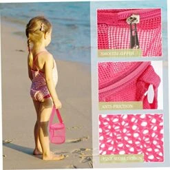 Asakkura Beach Storage Bag Para Meninas Mesh Summer Bags Mesh Beach Bag Child Rosy PVC Sandbox Drawstring -Safavieh Furniture 51BFO9KtbfL