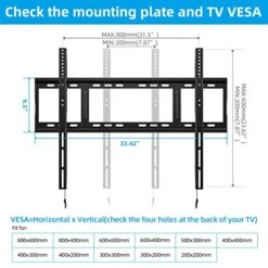 HOME VISION Heavy Duty Fixed TV Wall Mount Holds Up To 264LBS, For Most 42-100 Inch Large TVs Wall Mount Bracket Fits 16"/18"/24" Studs, VESA 800x600mm, Low Profile Space Saving For LED OLED LCD -Safavieh Furniture 51BHLnWc1hL