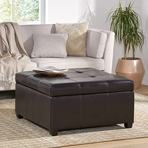 Christopher Knight Home Carlsbad Bonded Leather Storage Ottoman, Espresso 2 Christopher Knight Home Carlsbad Bonded Leather Storage Ottoman, Espresso - Image 2