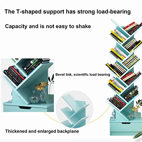 PAKMEZ Tree Shelf, Tree Shape Bookshelf, Bookshelf With Drawer, Room Divider Filing Rack Storage Rack, Space Saving,for Living Room Home Office Bookshelves In Office (Color : Blue, Size : 10 Floors) 4 PAKMEZ Tree Shelf, Tree Shape Bookshelf, Bookshelf With Drawer, Room Divider Filing Rack Storage Rack, Space Saving,for Living Room Home Office Bookshelves In Office (Color : Blue, Size : 10 Floors) - Image 4